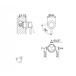 Смеситель скрытого монтажа на 1 поток Bruma Lusitano 107 120 1MG Gunmetal
