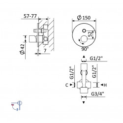Душевая система Bruma Adagio на 2 потока, 1455264CR+1455264CR+1931301CR