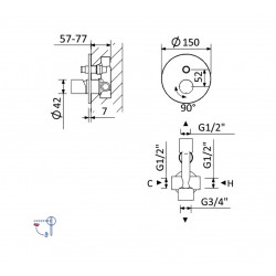 Душевая система Bruma Adagio на 2 потока, 1455265CR+1455914CR+1455914CR