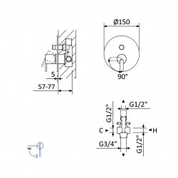 Душевая система Bruma Leaf, 1456403CR+1455914CR+1671301CR