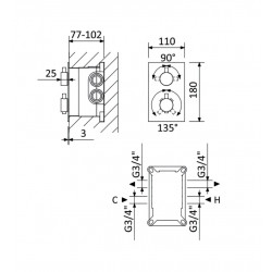 Душевая система Bruma HydroTherm, 1381401CR+1455264CR+1455914CR+1456403CR
