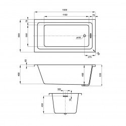 Акриловая ванна в наборе 2 в 1 Wellsee FreeDom 2.0 23300104R 150x80