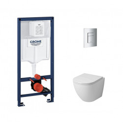 Комплект инсталляции Grohe Rapid SL 38772001 с унитазом Grossman GR-4455SQ, кнопка Skate Cosmopolitan 38732000 хром
