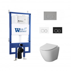 Комплект инсталляции WeltWasser Bamberg 545 с кнопкой хром и унитазом Niagara Vista NG-9301