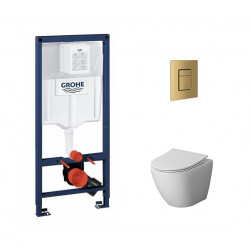 Комплект инсталляции Grohe Rapid SL 38772001 с унитазом Niagara Vista NG-9301, кнопка Skate Cosmopolitan 38732GN0 матовое золото