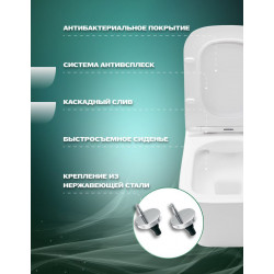 Комплект инсталляции WeltWasser Bamberg 460 с чёрной кнопкой и унитазом Lekvo T-202