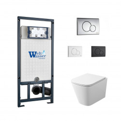 Комплект инсталляции WeltWasser Marberg 507 RD с кнопкой хром и унитазом Teymi Helmi S T40302