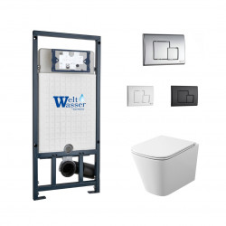 Комплект инсталляции WeltWasser Marberg 507 SE с кнопкой хром и унитазом Teymi Helmi S T40302