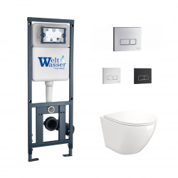 Комплект инсталляции WeltWasser Marberg 410 SE с кнопкой хром и унитазом Teymi Lina S T40102
