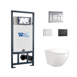 Комплект инсталляции WeltWasser Marberg 507 SE с кнопкой хром и унитазом Teymi Lina S T40102