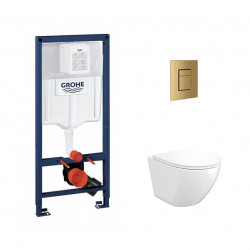 Комплект инсталляции Grohe Rapid SL 38772001 с унитазом Teymi Lina S T40102, кнопка Skate Cosmopolitan 38732GN0 матовое золото
