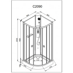 Душевая кабина AvaCan C2090N AVA N 90x90 без крыши