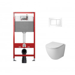 Комплект инсталляции TECEbase 9400413 с белой кнопкой и унитазом Grossman GR-4455SQ