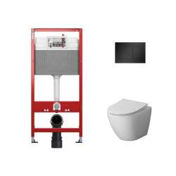 Комплект инсталляции TECEbase 9400414 с чёрной кнопкой и унитазом Niagara Vista NG-9301
