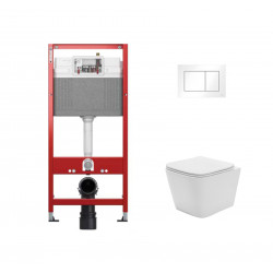 Комплект инсталляции TECEbase 9400413 с белой кнопкой и унитазом Lekvo T-202
