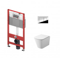 Комплект инсталляции Tece TECEbase 9.400.412 с кнопкой хром и унитазом Teymi Helmi S T40302