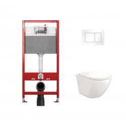 Комплект инсталляции TECEbase 9400413 с белой кнопкой и унитазом Teymi Lina S T40102