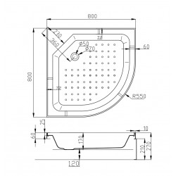 Душевая кабина AvaCan C3080LED AVA N 80x80 с LED-подсветкой и гидромассажем
