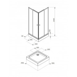 Душевой уголок Parly ZFQ911B 90х90, с поддоном