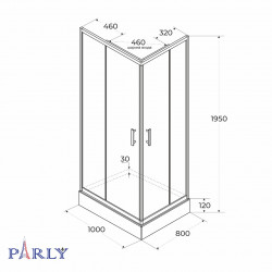 Душевой уголок Parly QZ81S N 100х80, с поддоном