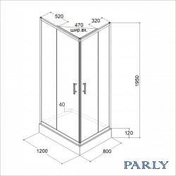 Душевой уголок Parly ZQ121B 120х80, с поддоном