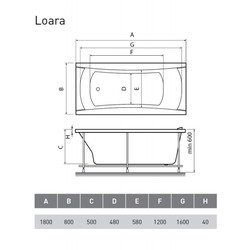 Акриловая ванна Relisan Loara 180x80