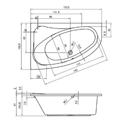 Акриловая ванна Riho Lyra B021001005 153x100 R