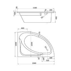 Акриловая ванна Santek Гоа 150x100 R