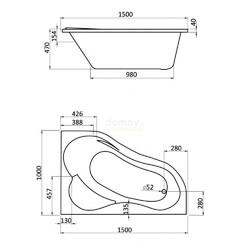 Акриловая ванна Santek Ибица 150x100 R комфорт [1WH112391]