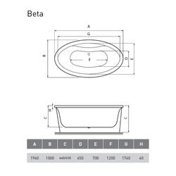 Акриловая ванна Vayer Beta 194x100