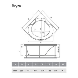 Акриловая ванна Vayer Bryza 140x140