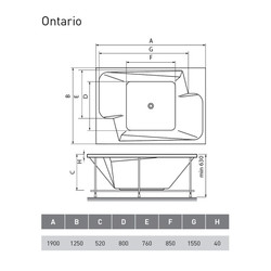 Акриловая ванна Vayer Ontario 190x125