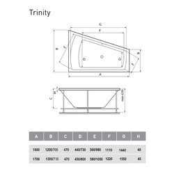 Акриловая ванна Vayer Trinity 170x130 R