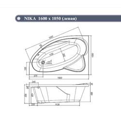 Акриловая ванна VentoSpa Nika 160х105 L, с каркасом