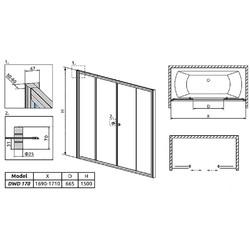 Шторка для ванны Radaway Vesta DWD 170