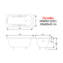 Ванна чугунная Castalia Venera 180х80, с ручками