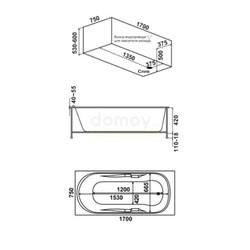 Акриловая ванна ALBATROS Борнео 170х74