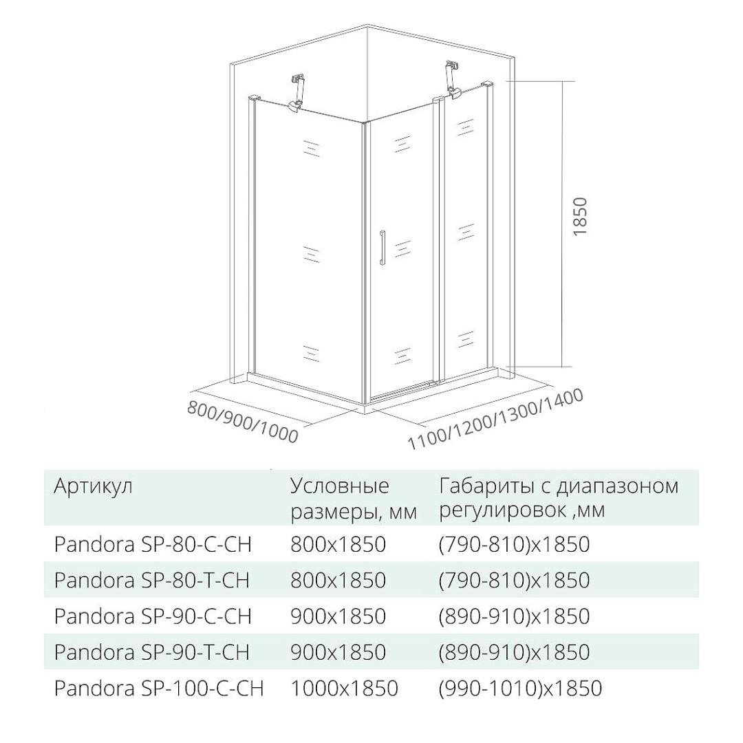 Душевой уголок Good Door PANDORA WTW+SP 120x80