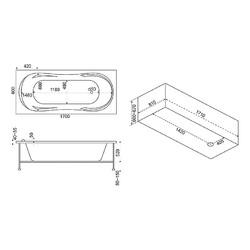 Акриловая ванна BAS АХИН 170x80, с каркасом