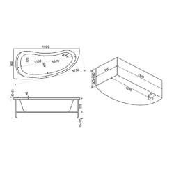 Акриловая ванна BAS АЛЕГРА 150x90 левая, с каркасом