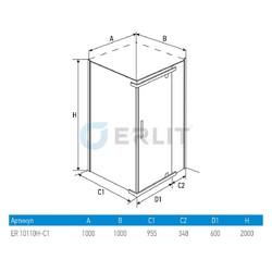 Душевой уголок Erlit ER 10110H-C1 100x100
