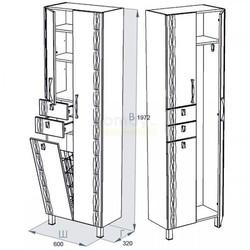 Шкаф-пенал Triton Кристи 60 правый с корзиной