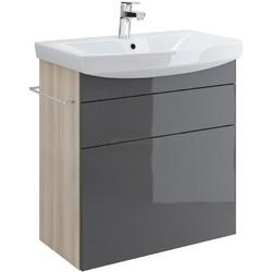 Тумба для умывальника Cersanit Smart Carina 70, серый/акация