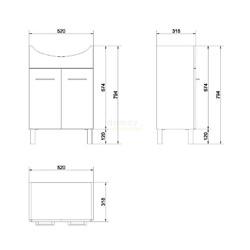 Тумба для умывальника Cersanit Olivia Cersania 55