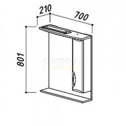 Зеркало-шкаф Belux Сонет-Сити 70x80 с подсветкой, левый