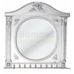 Зеркало с полкой Атолл Наполеон 62x95 с подсветкой, белый жемчуг/патина серебро