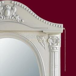 Зеркало с полкой Атолл Наполеон 92x95 с подсветкой, белый жемчуг/патина серебро