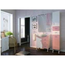 Зеркало-шкаф с полкой Ювента Бриз 75x103 с подсветкой, правый, розовый