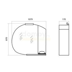 Зеркало-шкаф с полкой Аквародос Глория 108x87, с подсветкой, левое