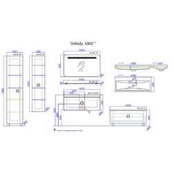 Тумба с умывальником Aqwella 5 Stars Infinity 100, подвесная, черный
